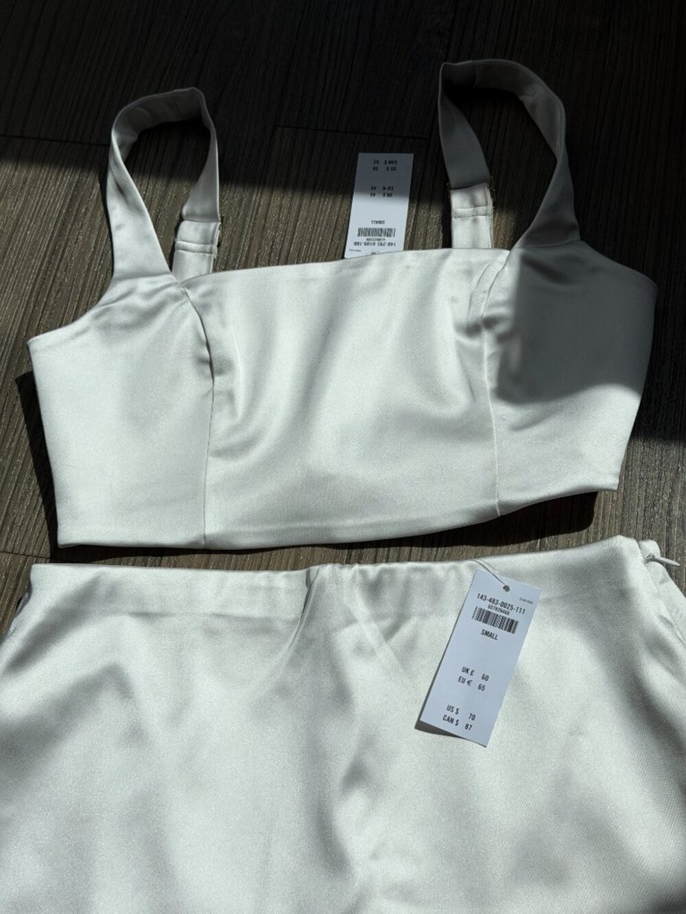 ABERCROMBIE & FITCH WHITE SATIN BRIDE MINI SKORT SKIRT SET - SMALL - Picture 3 of 12